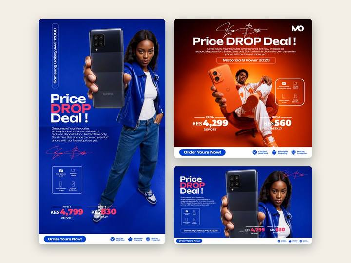 MoPhones price-drop ads — Digital Marketing work by a KYN trainer